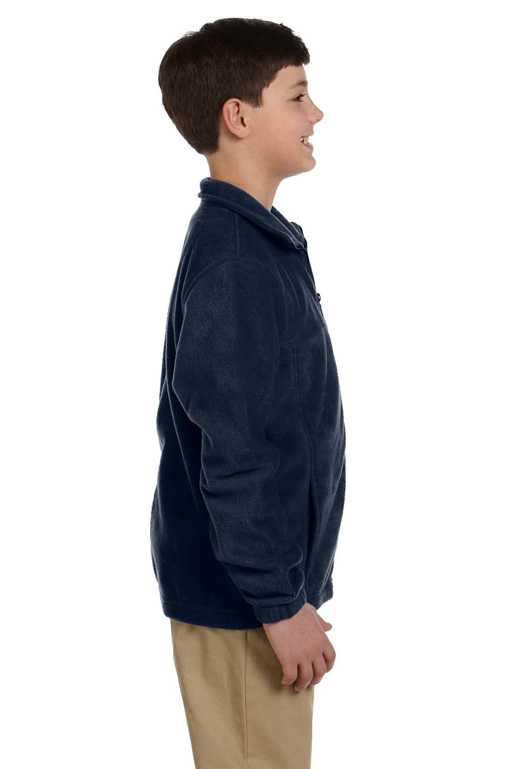 Harriton M990Y Youth Pill Resistant Fleece Full Zip Jacket Navy Blue Model Side