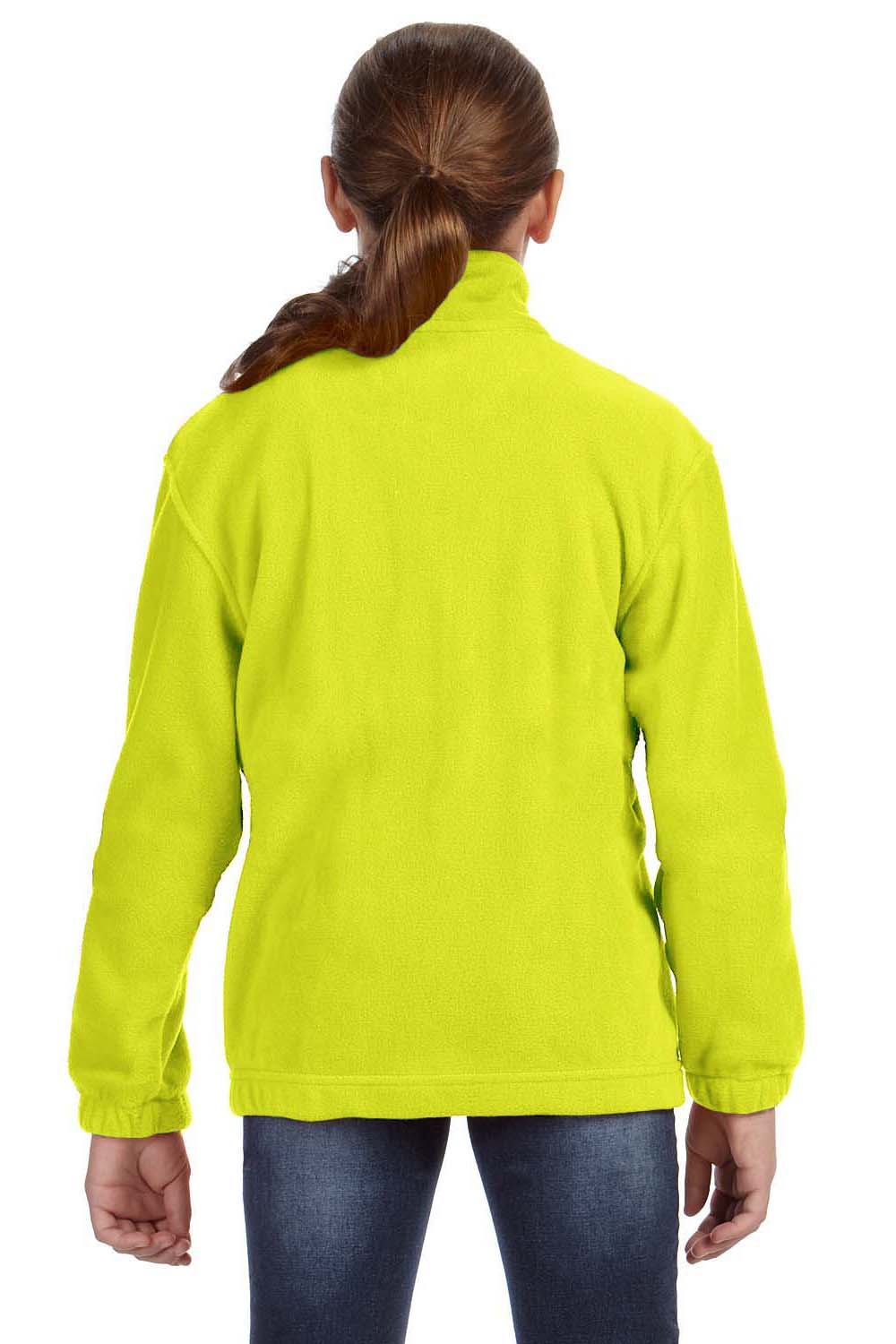 Harriton M990Y Youth Pill Resistant Fleece Full Zip Jacket Safety Yellow Model Back