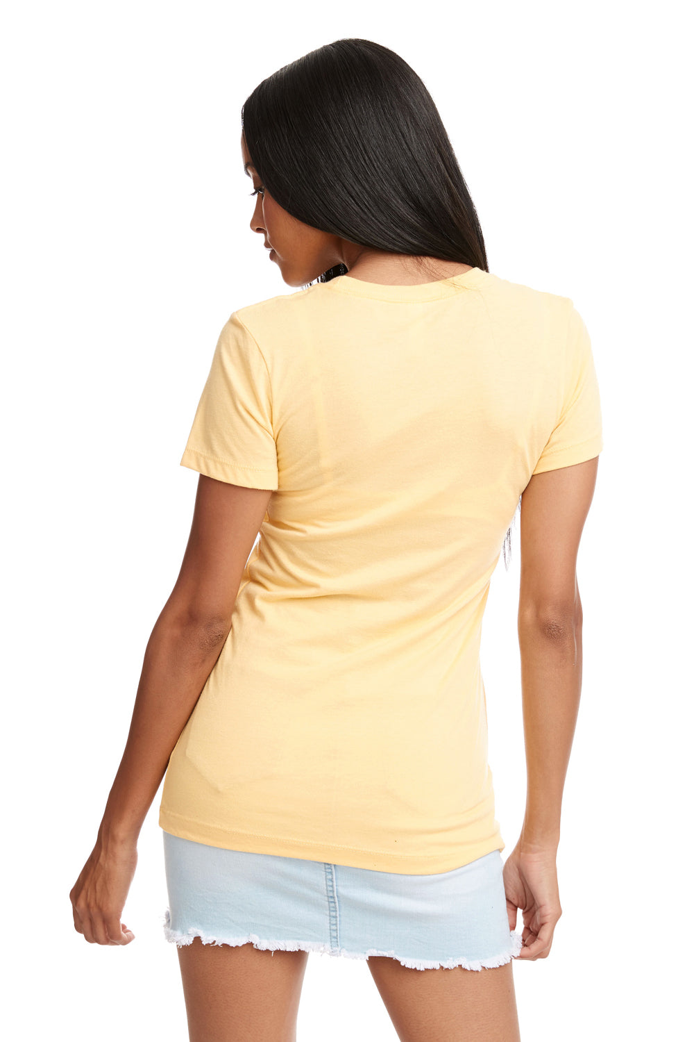 Next Level N1510/1510 Womens Ideal Jersey Short Sleeve Crewneck T-Shirt Banana Cream Yellow Model Back