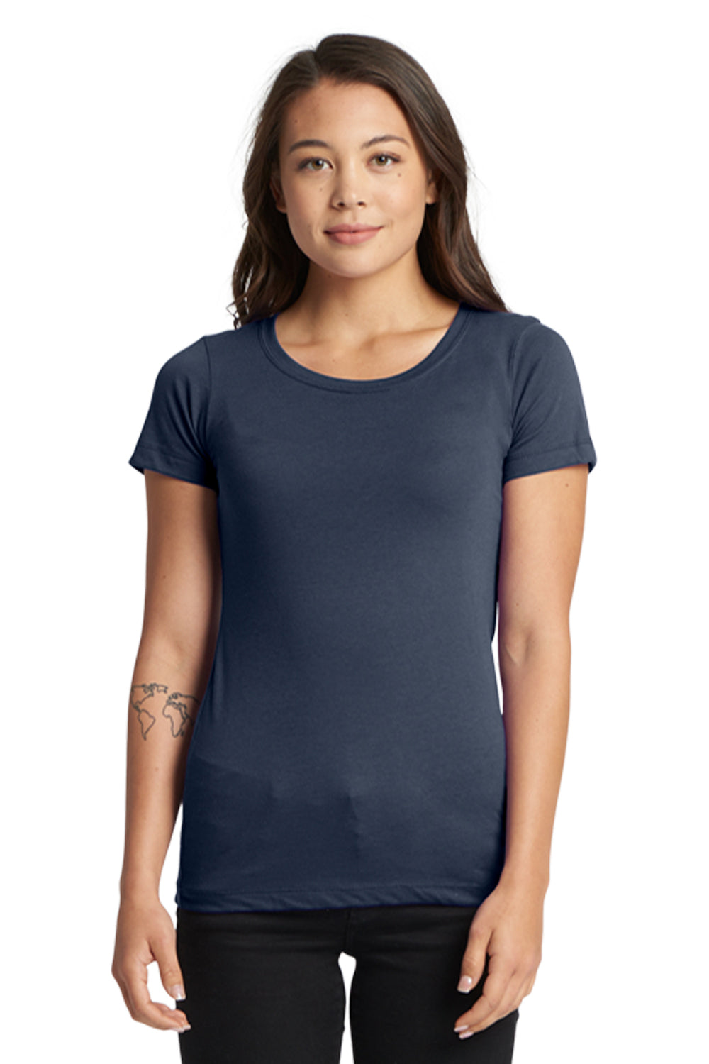 Next Level N1510/1510 Womens Ideal Jersey Short Sleeve Crewneck T-Shirt Indigo Blue Model Front