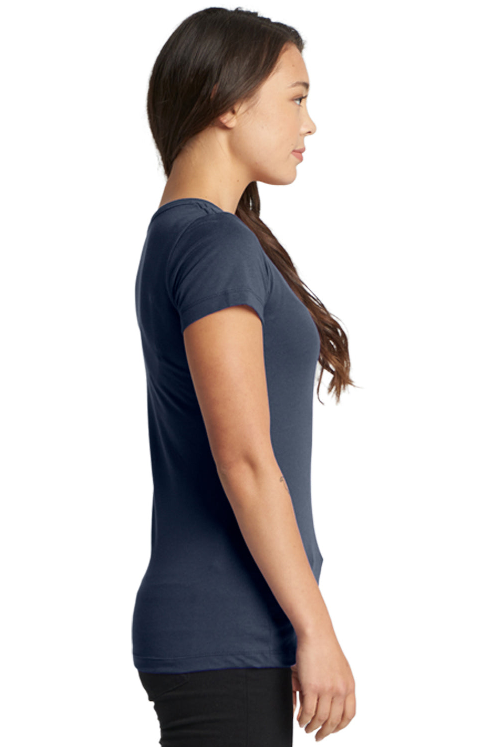 Next Level N1510/1510 Womens Ideal Jersey Short Sleeve Crewneck T-Shirt Indigo Blue Model Side