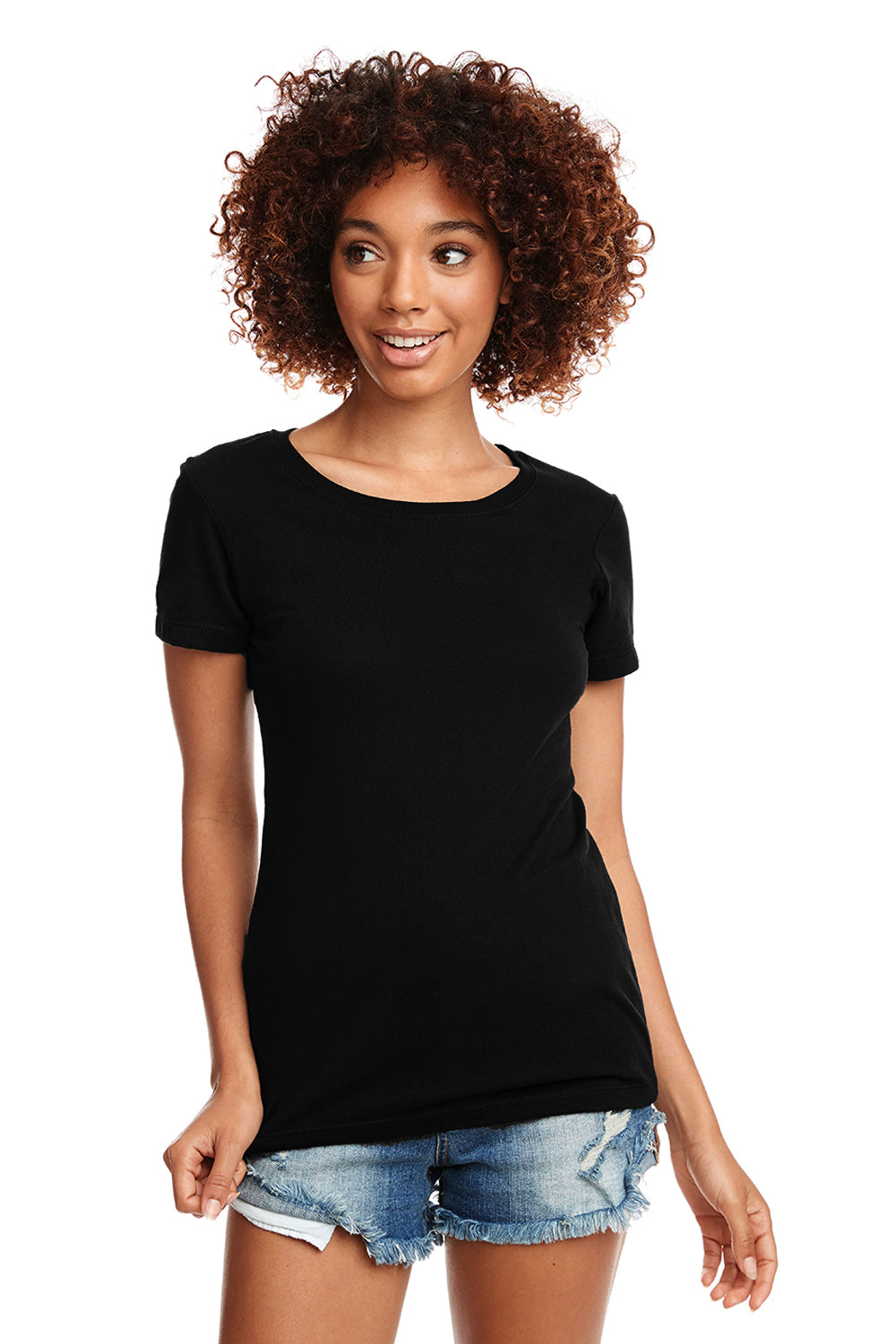 Next Level N1510/1510 Womens Ideal Jersey Short Sleeve Crewneck T-Shirt Black Model Front