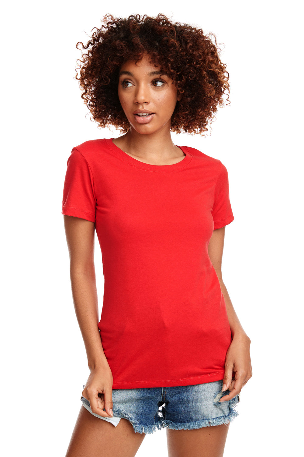 Next Level N1510/1510 Womens Ideal Jersey Short Sleeve Crewneck T-Shirt Red Model Front