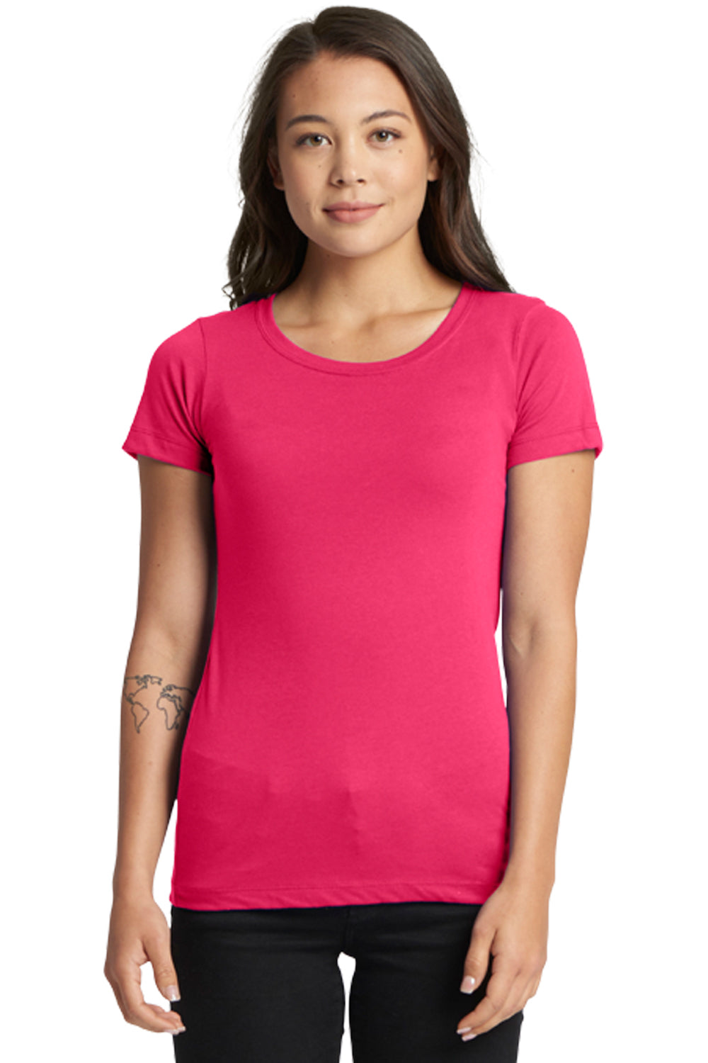 Next Level N1510/1510 Womens Ideal Jersey Short Sleeve Crewneck T-Shirt Raspberry Pink Model Front