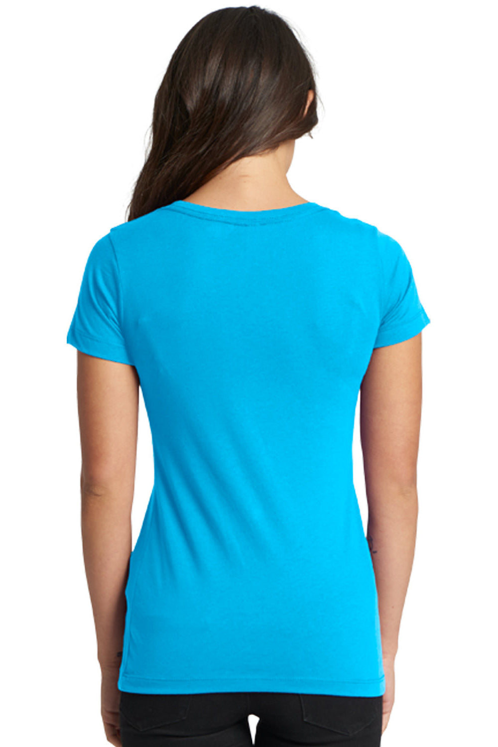 Next Level N1510/1510 Womens Ideal Jersey Short Sleeve Crewneck T-Shirt Turquoise Blue Model Back