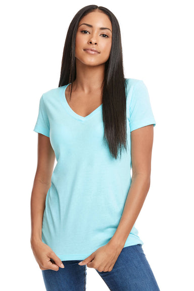 Next Level N1540/1540 Womens Ideal Jersey Short Sleeve V-Neck T-Shirt Cancun Blue Model Front