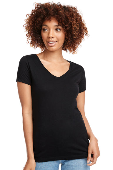 Next Level N1540/1540 Womens Ideal Jersey Short Sleeve V-Neck T-Shirt Black Model Front