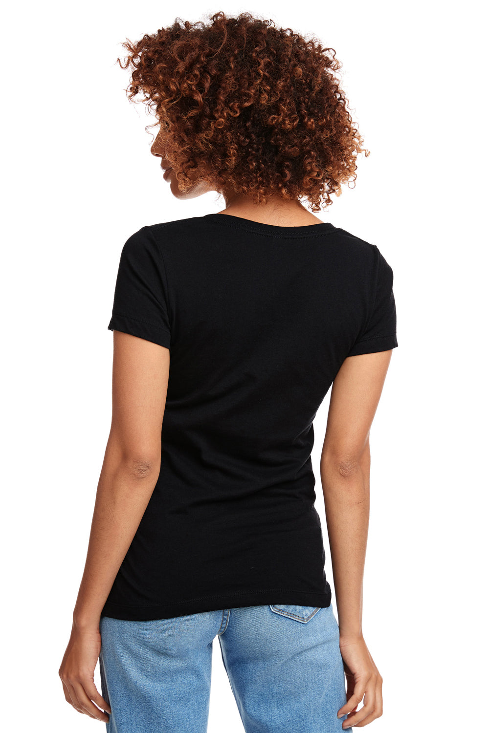 Next Level N1540/1540 Womens Ideal Jersey Short Sleeve V-Neck T-Shirt Black Model Back