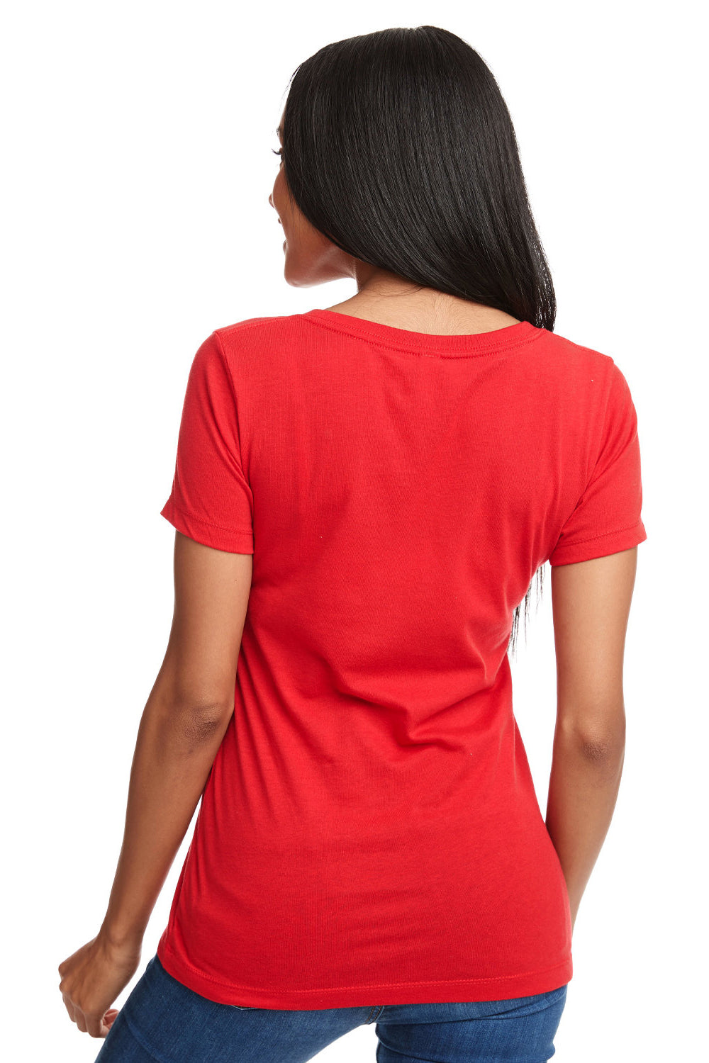 Next Level N1540/1540 Womens Ideal Jersey Short Sleeve V-Neck T-Shirt Red Model Back