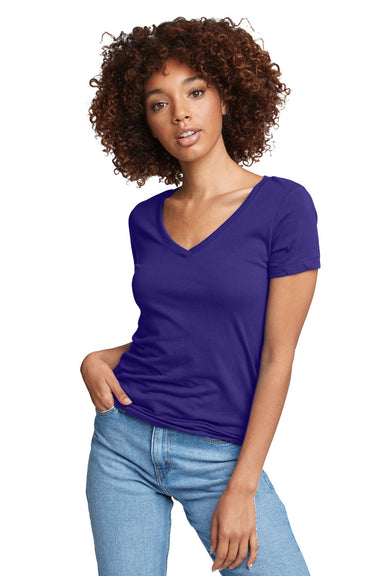 Next Level N1540/1540 Womens Ideal Jersey Short Sleeve V-Neck T-Shirt Purple Rush Model Front