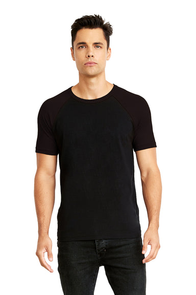 Next Level N3650/3650 Mens Fine Jersey Short Sleeve Crewneck T-Shirt Black Model Front