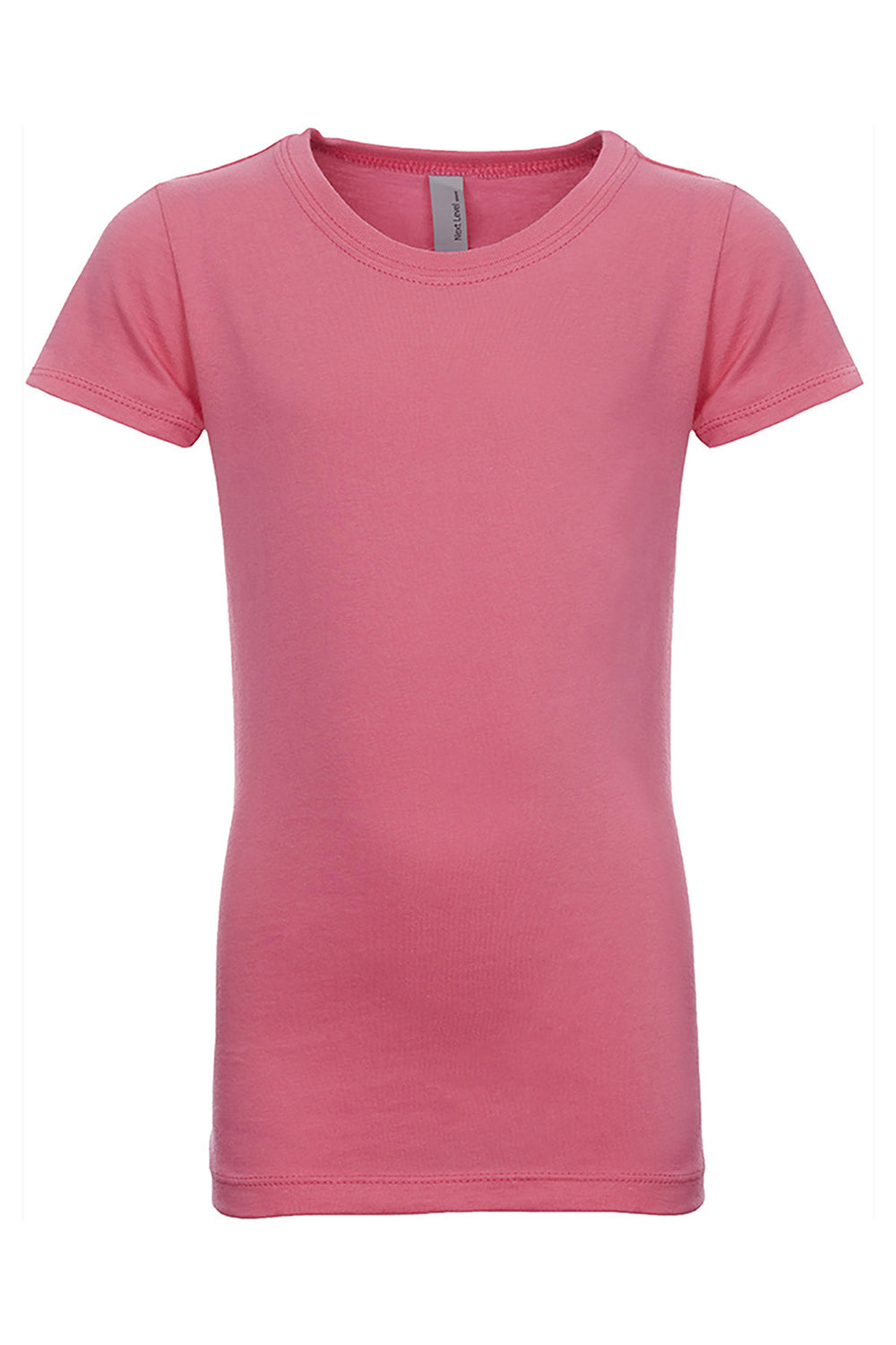 Next Level N3710/3710 Youth Princess Fine Jersey Short Sleeve Crewneck T-Shirt Hot Pink Flat Front