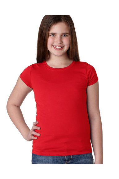 Next Level N3710/3710 Youth Princess Fine Jersey Short Sleeve Crewneck T-Shirt Red Model Front