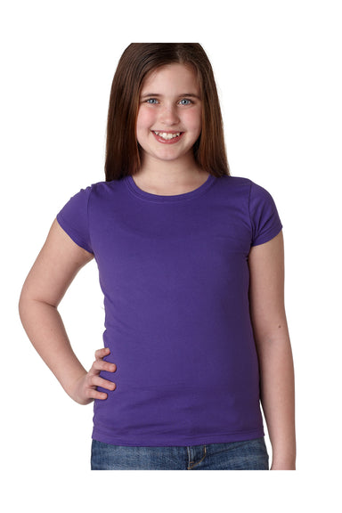 Next Level N3710/3710 Youth Princess Fine Jersey Short Sleeve Crewneck T-Shirt Purple Rush Model Front