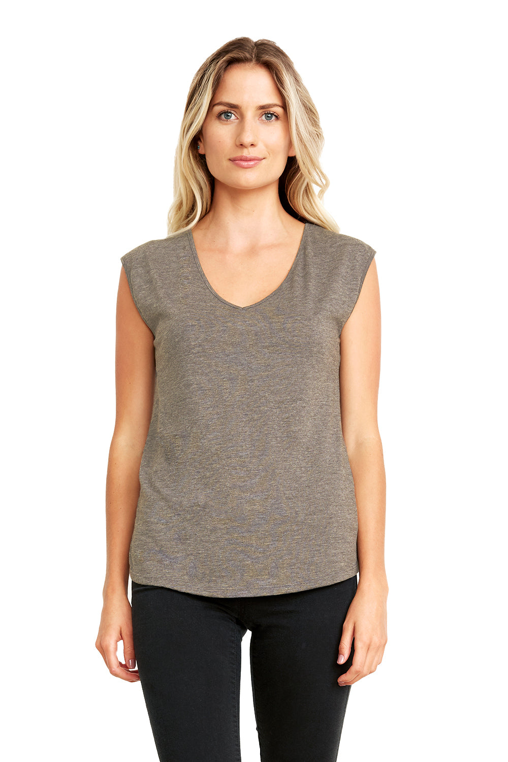 Next Level N5040/5040 Womens Festival Tank Top Ash Grey Model Front