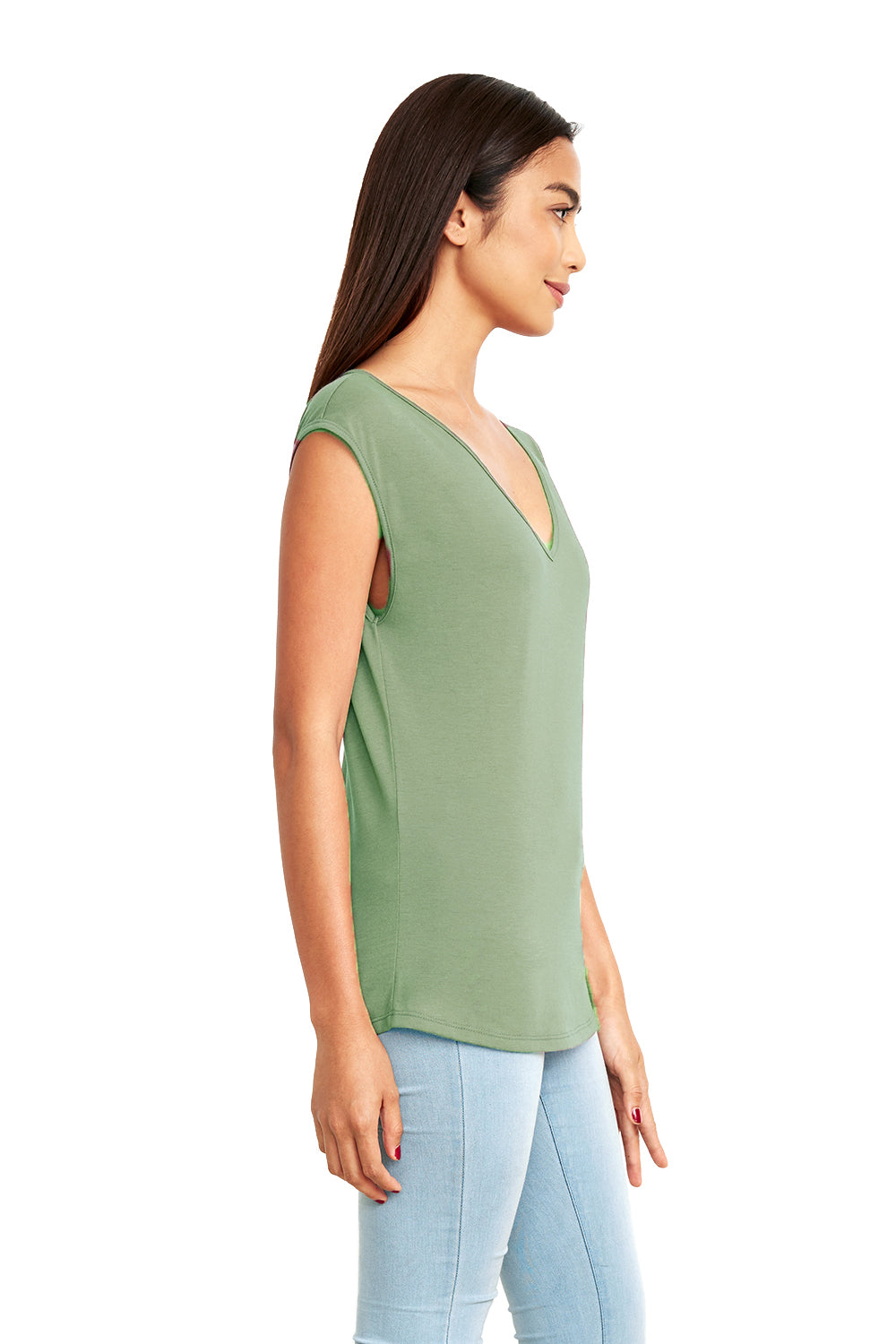 Next Level N5040/5040 Womens Festival Tank Top Stonewashed Green Model Side