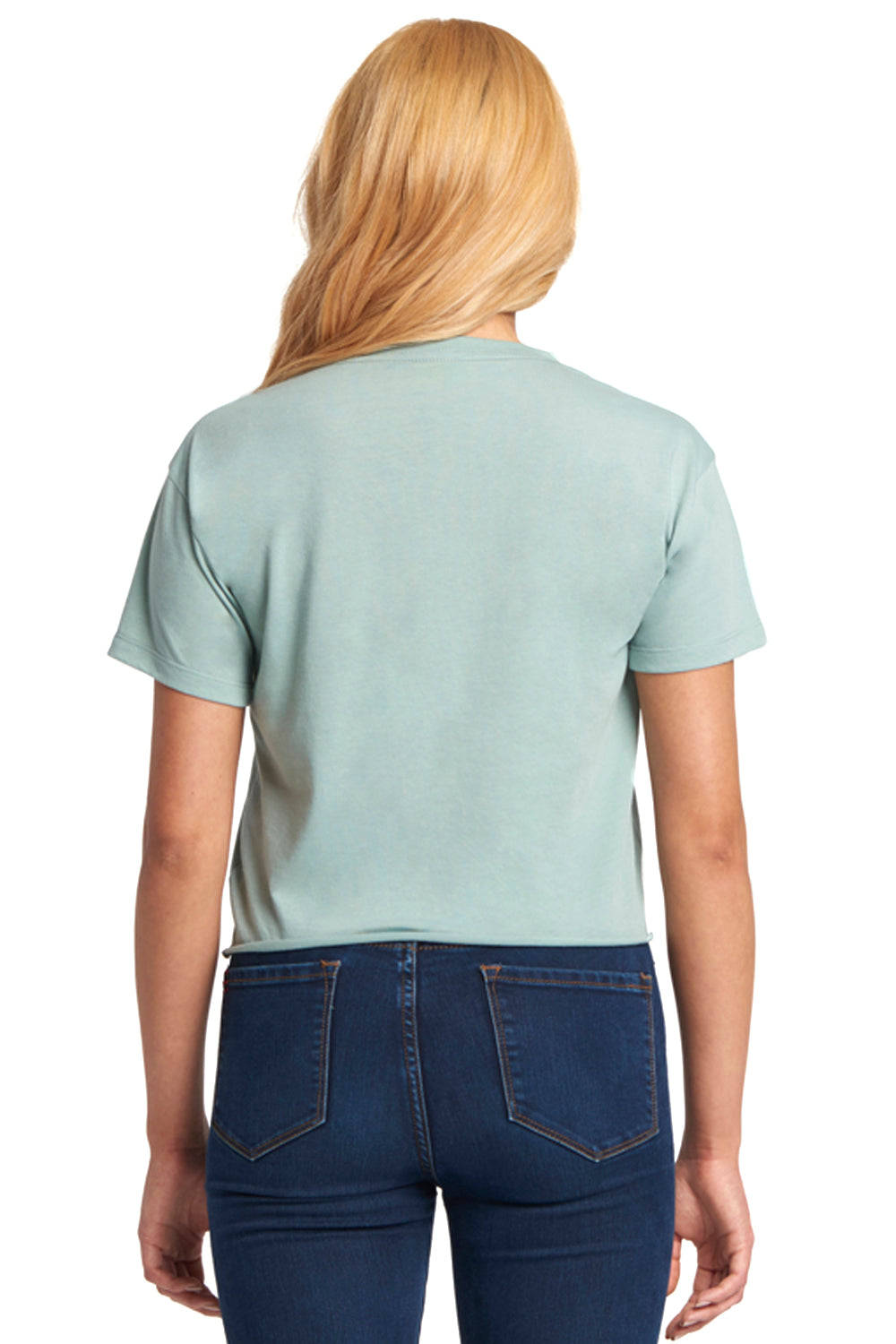 Next Level NL5080/N5080/5080 Womens Festival Cali Crop Short Sleeve Crewneck T-Shirt Stonewashed Green Model Back