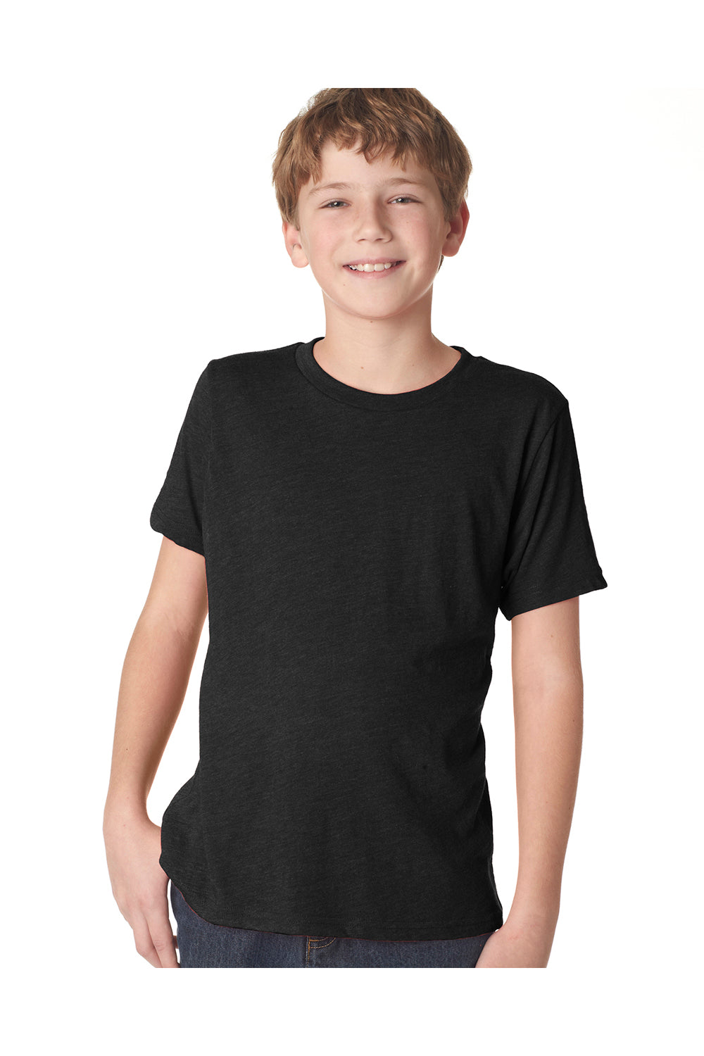 Next Level N6310/6310 Youth Jersey Short Sleeve Crewneck T-Shirt Black Model Front