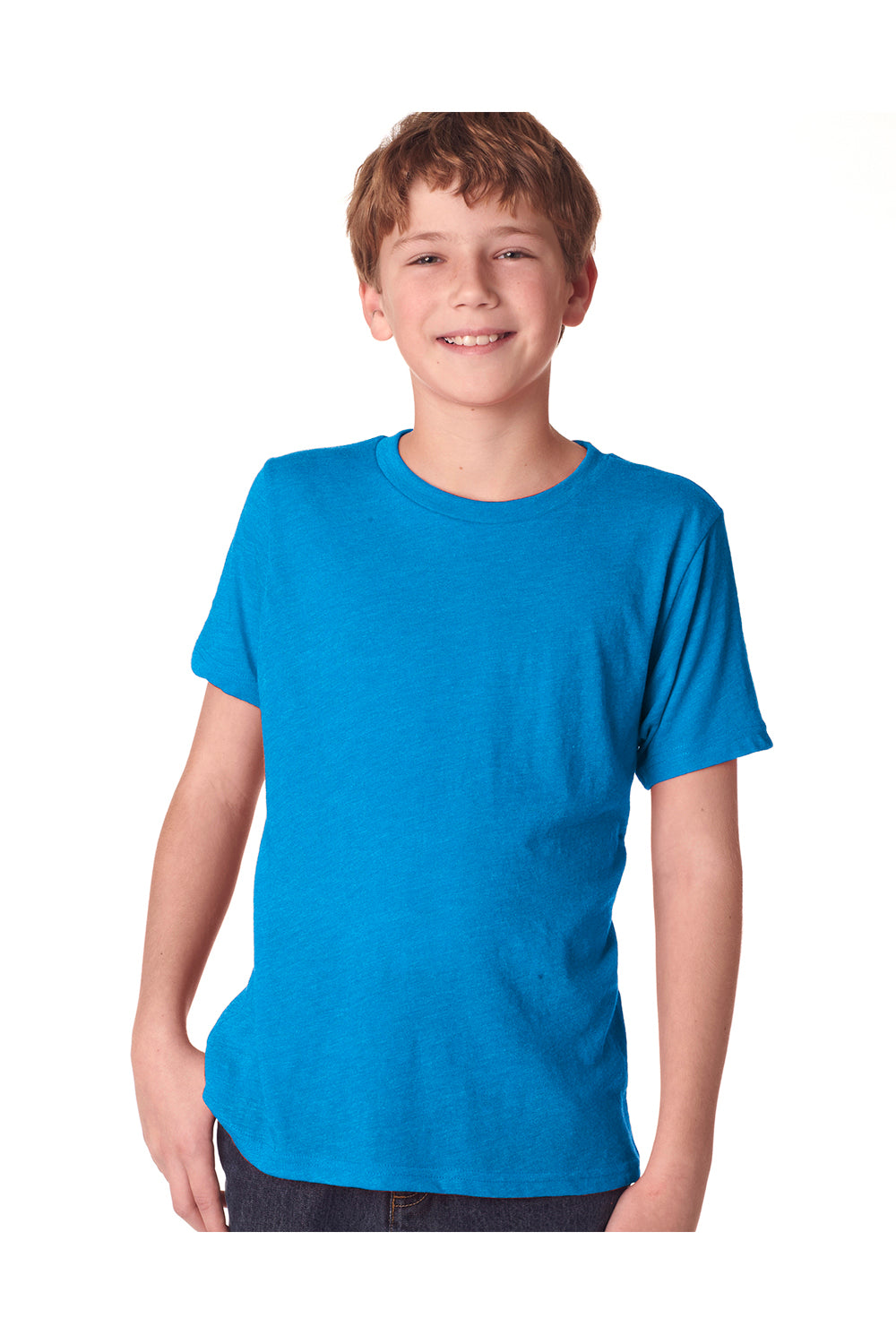 Next Level N6310/6310 Youth Jersey Short Sleeve Crewneck T-Shirt Vintage Turquoise Blue Model Front