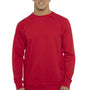 Next Level Mens French Terry Long Sleeve Crewneck T-Shirt - Red - Closeout