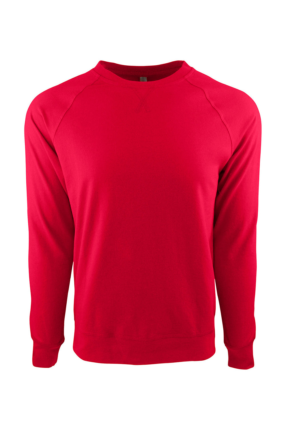 Next Level N9000/9000 Mens French Terry Long Sleeve Crewneck T-Shirt Red Flat Front