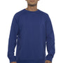 Next Level Mens French Terry Long Sleeve Crewneck T-Shirt - Royal Blue - Closeout