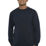 Next Level Mens French Terry Long Sleeve Crewneck T-Shirt - Midnight Navy Blue