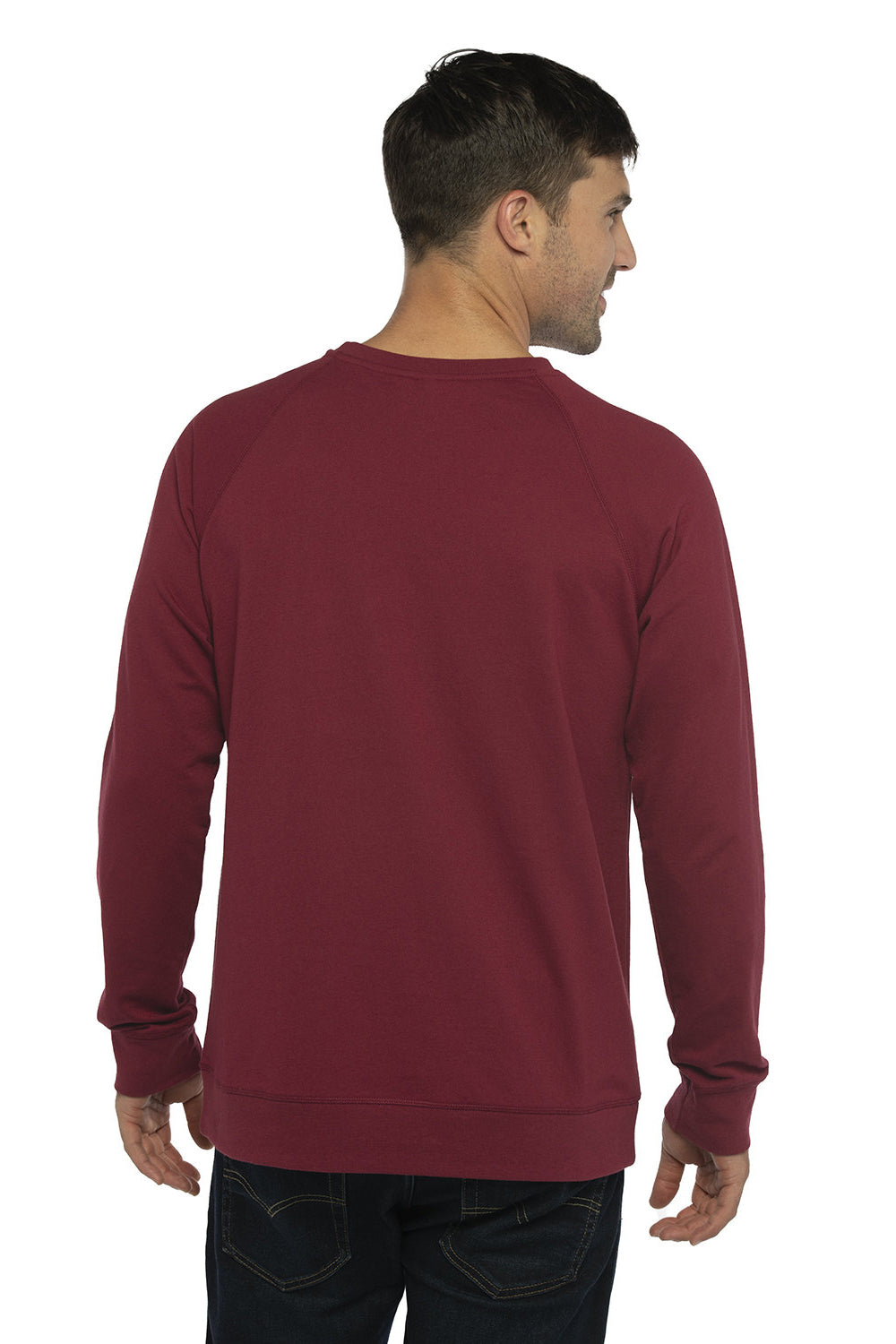 Next Level N9000/9000 Mens French Terry Long Sleeve Crewneck T-Shirt Cardinal Red Model Back