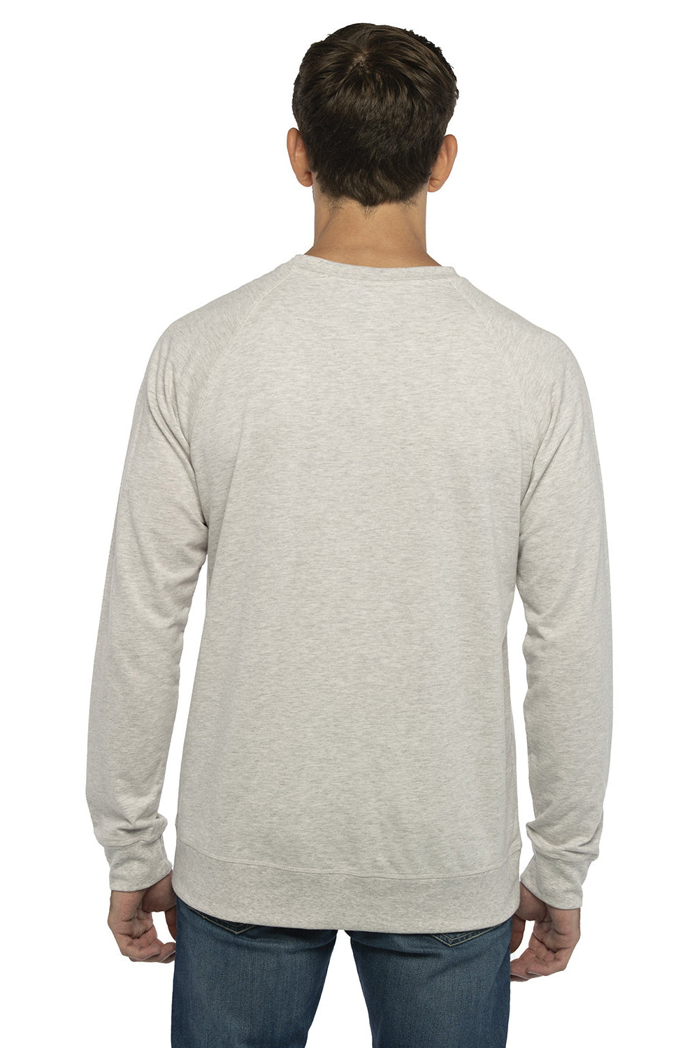 Next Level N9000/9000 Mens French Terry Long Sleeve Crewneck T-Shirt Oatmeal Model Back