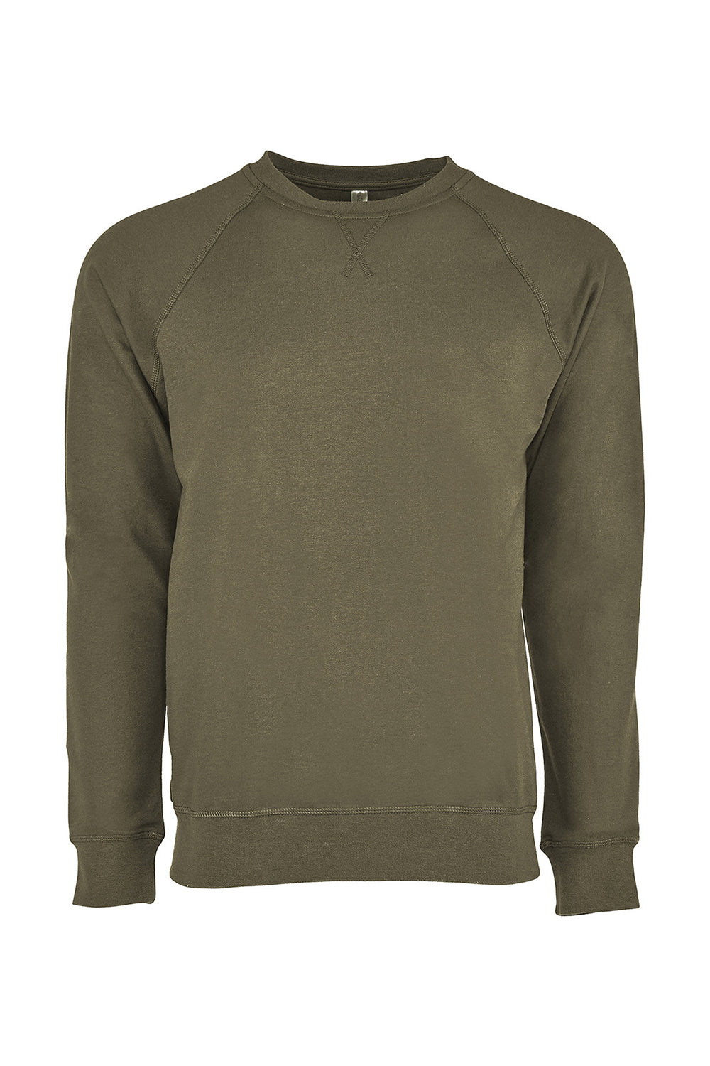 Next Level N9000/9000 Mens French Terry Long Sleeve Crewneck T-Shirt Military Green Flat Front