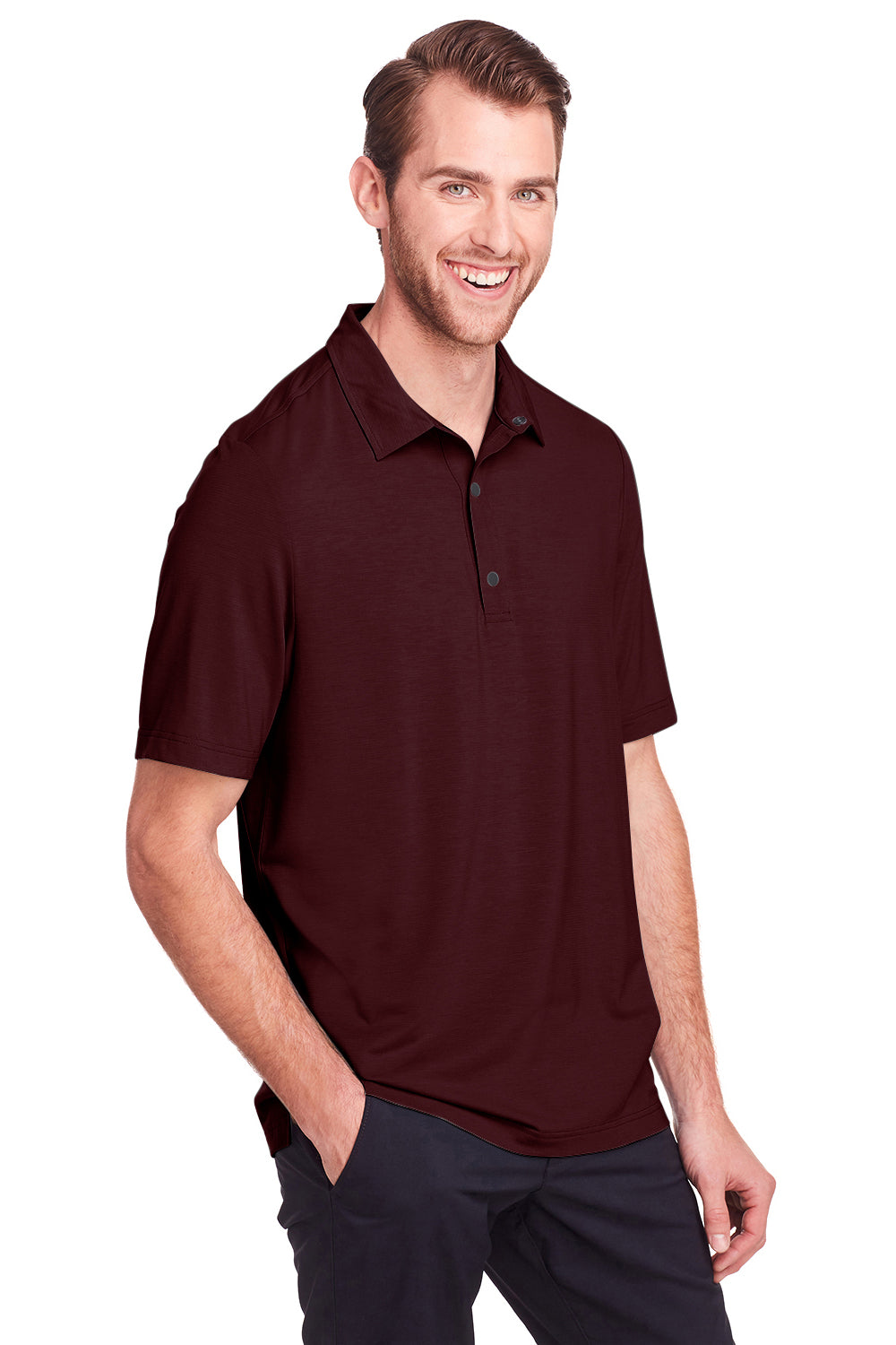 North End NE100 Mens Jaq Performance Moisture Wicking Short Sleeve Polo Shirt Burgundy Model 3q