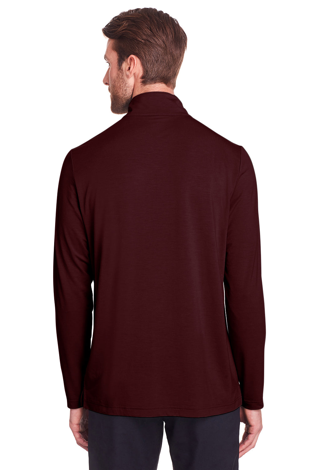 North End NE400 Mens Jaq Performance Moisture Wicking Long Sleeve Polo Shirt Burgundy Model Back