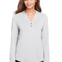 North End Womens Jaq Performance Moisture Wicking Long Sleeve Polo Shirt - Platinum Grey