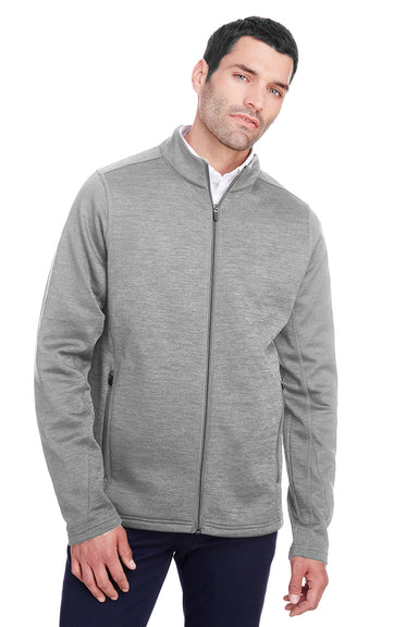 North End NE712 Mens Flux 2.0 Fleece Water Resistant Full Zip Jacket Heather Light Grey/Carbon Grey Model Front