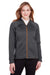 North End NE712W Womens Flux 2.0 Fleece Water Resistant Full Zip Jacket Heather Black/Orange Soda Model Front