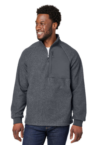 North End NE713 Mens Aura Sweater Fleece 1/4 Zip Sweatshirt w/ Pockets Carbon Grey Model Front