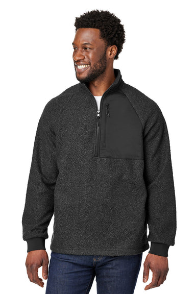 North End NE713 Mens Aura Sweater Fleece 1/4 Zip Sweatshirt w/ Pockets Black Model Front