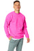 Hanes P160/P1607 Mens EcoSmart Print Pro XP Pill Resistant Fleece Crewneck Sweatshirt Safety Pink Model Front