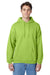 Hanes P170 Mens EcoSmart Print Pro XP Pill Resistant Hooded Sweatshirt Hoodie w/ Pouch Pocket Lime Green Model Front