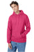 Hanes P170 Mens EcoSmart Print Pro XP Pill Resistant Hooded Sweatshirt Hoodie w/ Pouch Pocket Wow Pink Model Front