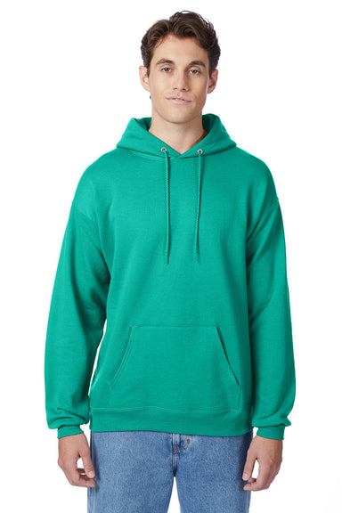 Hanes P170 Mens EcoSmart Print Pro XP Pill Resistant Hooded Sweatshirt Hoodie w/ Pouch Pocket Kelly Green Model Front