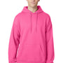 Hanes Mens EcoSmart Print Pro XP Pill Resistant Hooded Sweatshirt Hoodie w/ Pouch Pocket - Safety Pink