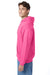 Hanes P170 Mens EcoSmart Print Pro XP Pill Resistant Hooded Sweatshirt Hoodie w/ Pouch Pocket Safety Pink Model Side