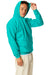 Hanes P170 Mens EcoSmart Print Pro XP Pill Resistant Hooded Sweatshirt Hoodie w/ Pouch Pocket Athletic Teal Green Model Side