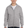 Hanes Youth EcoSmart Print Pro XP Pill Resistant Full Zip Hooded Sweatshirt Hoodie w/ Pockets - Light Steel Grey