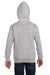 Hanes P480 Youth EcoSmart Print Pro XP Pill Resistant Full Zip Hooded Sweatshirt Hoodie w/ Pockets Light Steel Grey Model Back