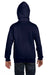 Hanes P480 Youth EcoSmart Print Pro XP Pill Resistant Full Zip Hooded Sweatshirt Hoodie w/ Pockets Navy Blue Model Back