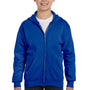 Hanes Youth EcoSmart Print Pro XP Pill Resistant Full Zip Hooded Sweatshirt Hoodie w/ Pockets - Deep Royal Blue