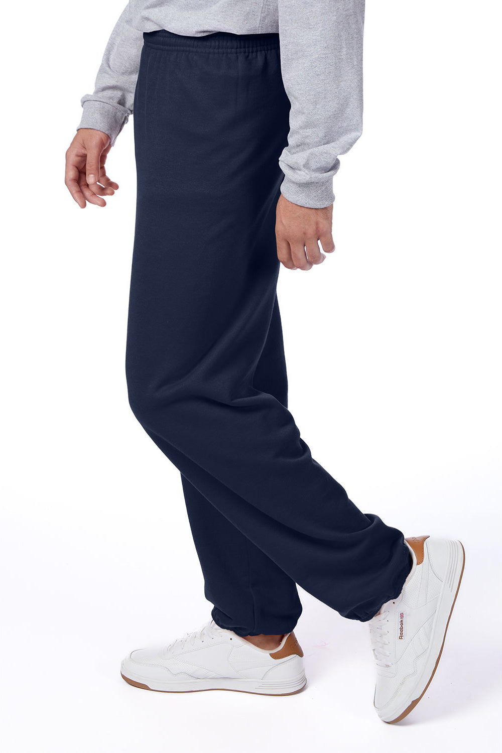 Hanes P650 Mens Ecosmart Sweatpants Navy Blue Model Side