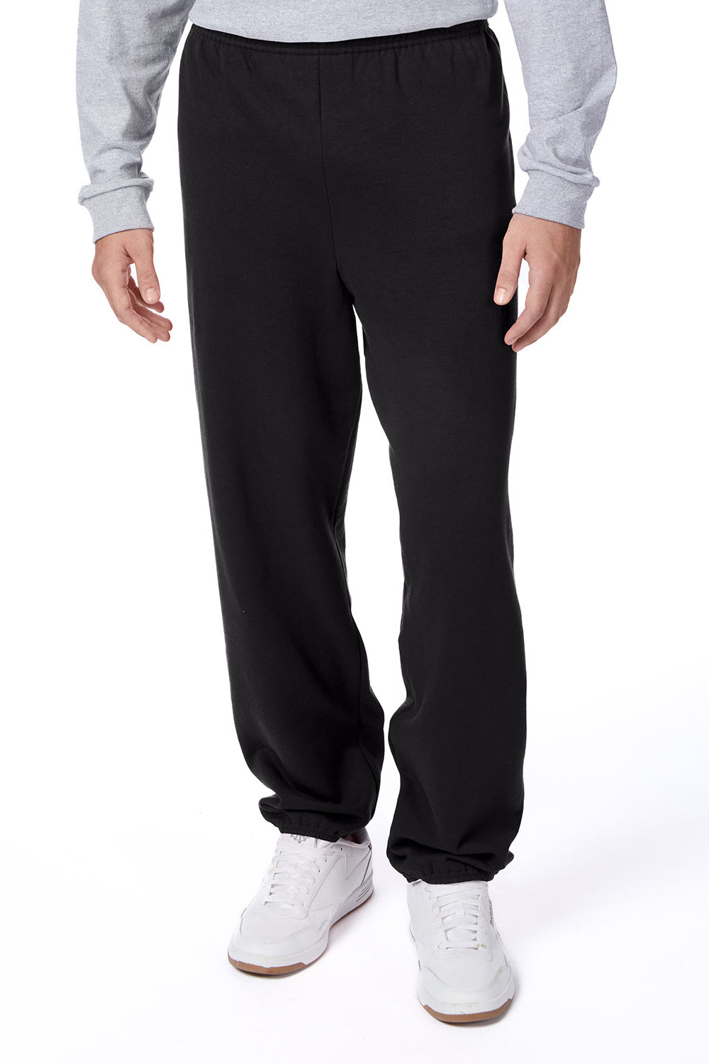 Hanes P650 Mens Ecosmart Sweatpants Black Model Front